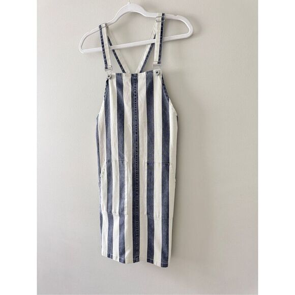 Vince Camuto Blue Denim Striped Casual Overall Dress Size Extra Small - Picture 4 of 12